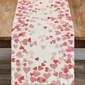 Valentines Day Table Runner Heart Dining Cloth Cottage Pink Wedding Party Decor